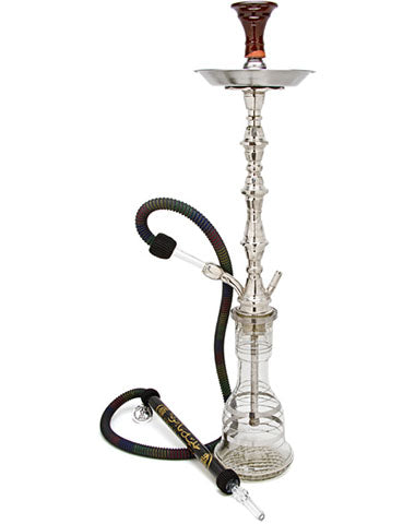 Silver Accent Clear Glass Hookah - 35"