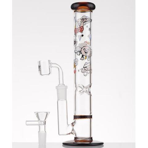 Xtreme Glass Rig Stemless 11" Tall Honeycomb 4mm Banger & Bowl Choice of Color XTR300