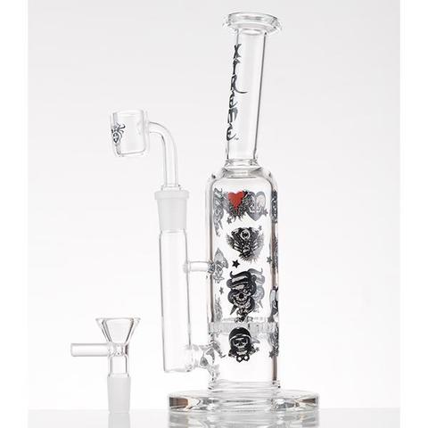 Xtreme Glass Rig Stemless 10" Tall Honeycomb 4mm Banger & Bowl Choice of Color XTR302